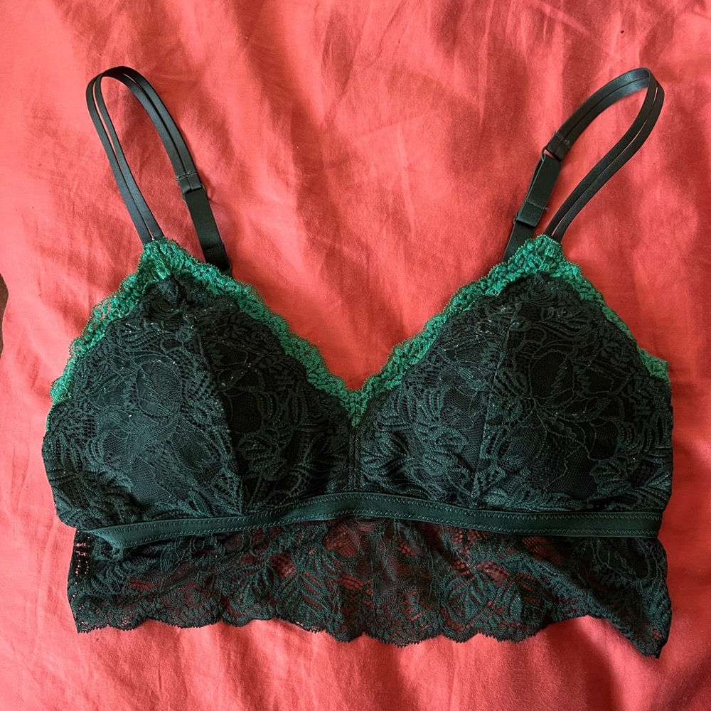 Auden Lace Bralette in Forest Green and Green